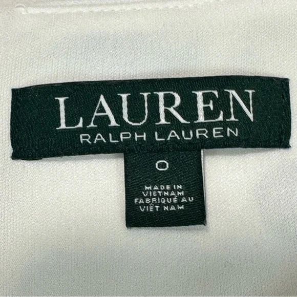 LAUREN RALPH LAUREN Dress Sz 0 Sheath White Black Polka Dot Ruffle Puffy… - Picture 8 of 13